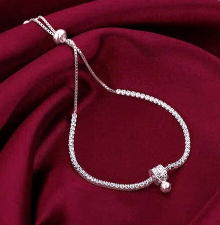 Women Silver Roll of White Tennis Bracelet